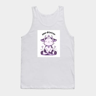 Kawaii Cute Yoga Meditating Cow Tank Top